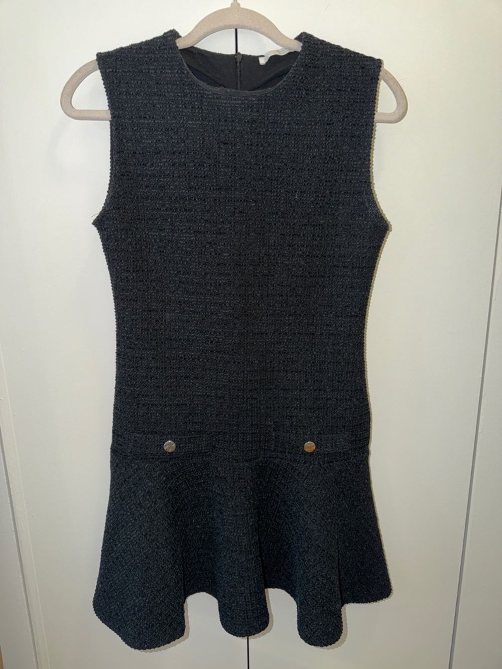 Zara Black Textured Sleeveless Dress